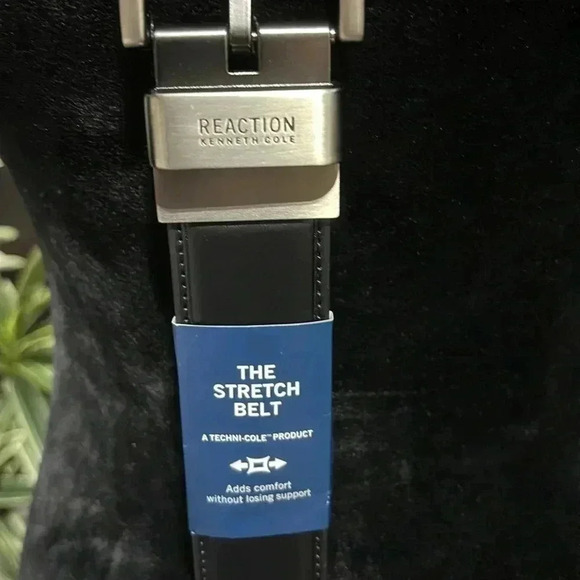 Reaction Kenneth Cole The Stretch Belt, reversible,brushed nickle buckle, br/blk - Picture 4 of 6